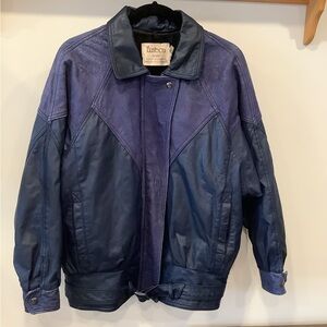 Vintage 90s Leather Jacket Made in Canada | Oversized Colourblock Moto Size M